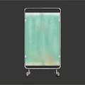 Mobile Medical Partition Screen With Green Fabric And Metal Frame