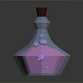 Elegant Faceted Glass Decorative Bottle With Pink Liquid And Red Cap