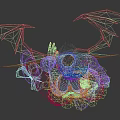 Game Movie Character With Red Hair Bat Wings Black White Outfit Red Bow And Purple Stockings