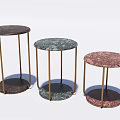 Modern round several sides several corners several stools 3d model