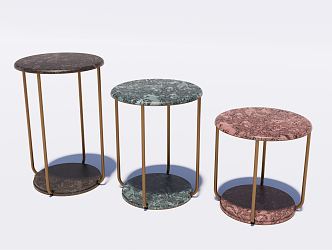 Modern round several sides several corners several stools 3d model