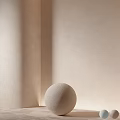 Spherical Component Placed In Corner Against Beige Textured Wall Surface With Smooth Finish 3d model