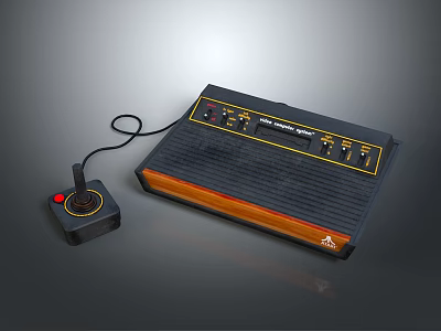 Classic Retro Video Computer System Console With Joystick Controller Black Orange Design 3d model