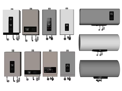 Sleek Modern Electric Water Heaters With Various Styles And Digital Display For Home Use 3d model