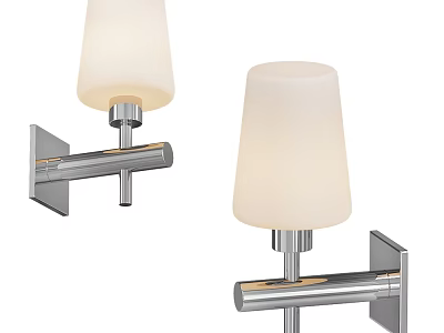 Modern Wall Lamps With White Shades And Silver Metal Frames For Home Decor 3d model