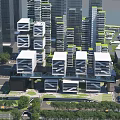Modern High Rise Office Building With Interconnected Cube Design And Green Facades 3d model