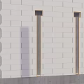 White Brick Wall Design With Vertical Dark Strips Golden Borders And Gray Wavy Accent 3d model