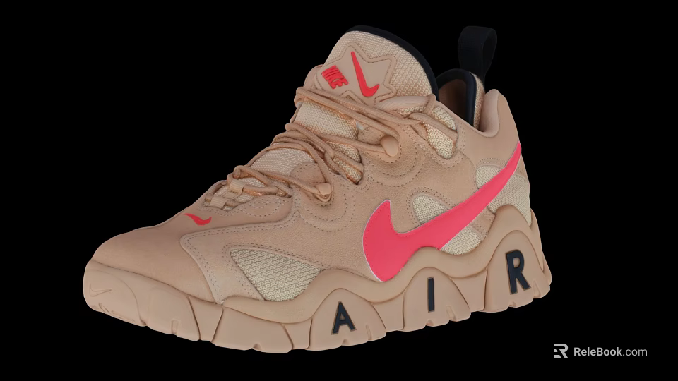 Nike Beige And Pink Sneakers With AIR Sole Mesh Upper And Laces 3d model 