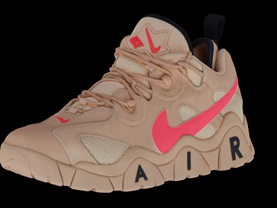 Nike Beige And Pink Sneakers With AIR Sole Mesh Upper And Laces 3d model