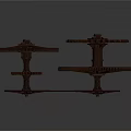 Industrial Metal Gear Mechanism With Multiple Spoked Wheels And Support Structure