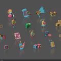 Colorful 3D Icons Collection Featuring Shopping Cart Gift Box Tags Horn And Clock