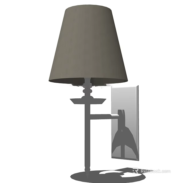 Modern Wall Lamp with Gray Lampshade and Metal Bracket Mounted on Wall 3d model 