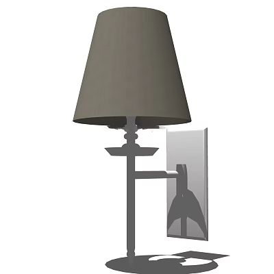 Modern Wall Lamp with Gray Lampshade and Metal Bracket Mounted on Wall 3d model