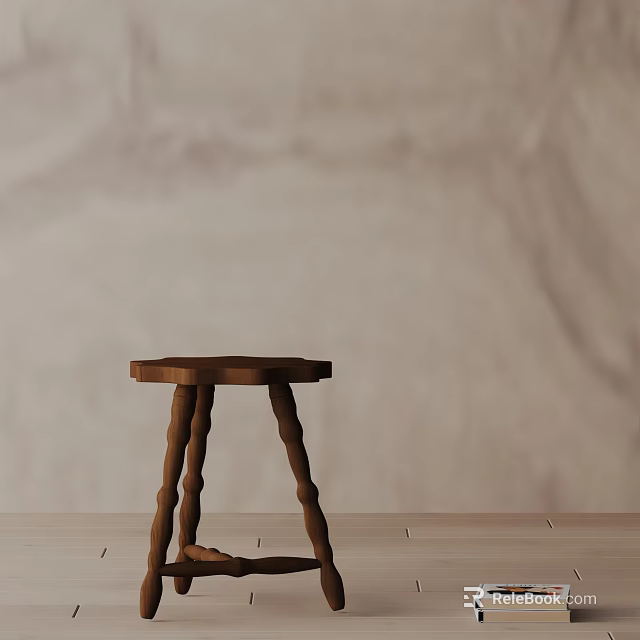 Natural Wooden Side Table With Twisted Legs And Round Top Design 3d model 