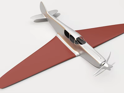 Electric Toy Plane With Silver Body Red Wings And Propeller Design 3d model Electric Toy Plane With Silver Body Red Wings And Propeller Design 3d model