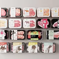 Fresh Packaged Meat Products With Various Types And Labeled Retail Packaging
