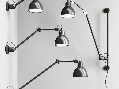 Modern Black Metal Wall Mounted Adjustable Arm Indoor Lighting Lamps 3d model