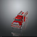 Red Fire Truck With White Accents Extended Ladder And Emergency Equipment