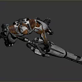 Futuristic Large Weapon Held by Armored Character in Orange White Armor