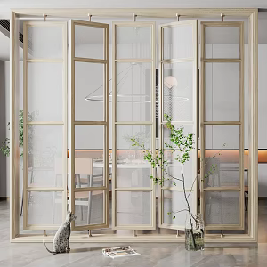 Modern partition solid wood screen partition 3d model