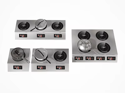 Kitchen Appliances Electric Hot Plates Various Models with Silver Black Heating Plates and Knob Controls 3d model