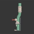 Industrial Hardware Tool Green Pipe Fitting With Red Valve And Gray Bracket
