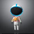Astronaut in White Spacesuit and Blue Helmet Holding Ringed Planet Model