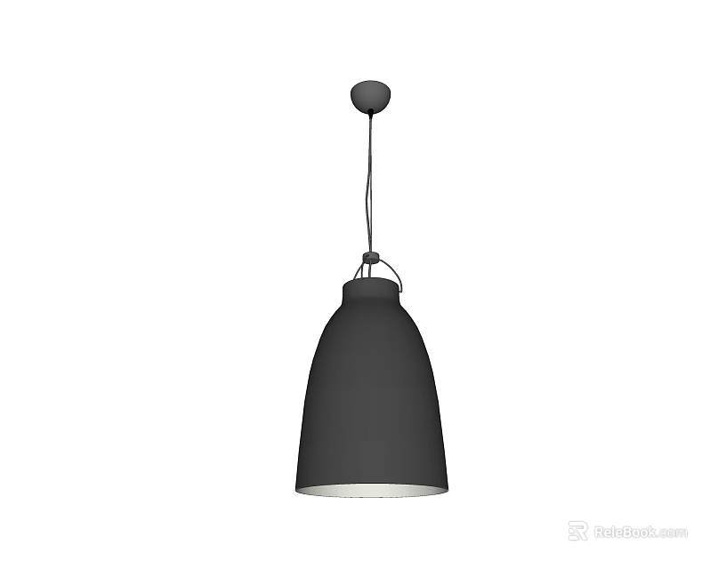 Modern Black Pendant Light With Conical Shade And Small Round Ceiling Mount 3d model