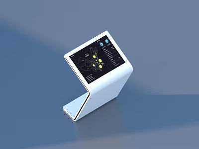 White Desktop Digital Display Stand With Smart Data Interface For Daily Use 3d model