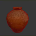 Sculptural Carving Of Reddish Brown Glossy Textured Vase With Spherical Shape And Narrow Neck
