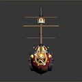 Playful Colorful Toy Pirate Ship With Decorative Sails And Skull Design