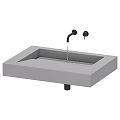 Modern Concrete Bathroom Sink With Sleek Design And Black Faucet In Gray And Black Colors