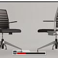 Modern Office Chair Featuring Striped Backrest Metal Frame Adjustable Armrests Swivel Base