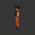 3D Dragon Ball Character Model With Orange Outfit Blue Belt And Black Hair