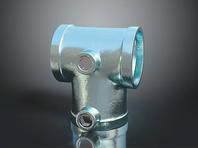 Stainless Steel Tee Pipe Fitting With Flanged Ends And Secure Bolts 3d model