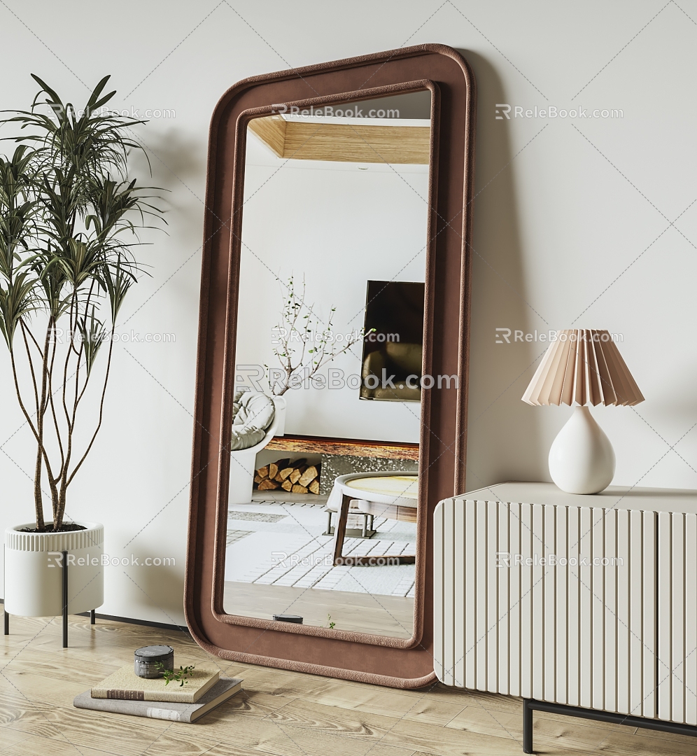 medieval full-length mirror modern full-length mirror floor mirror cream mirror fitting mirror 3d model