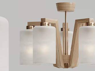 Nordic Chandelier Solid Wood Chandelier 3d model