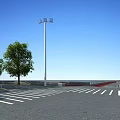 Well Designed Road Facilities With Street Lamp Pedestrian Crossing And Green Trees