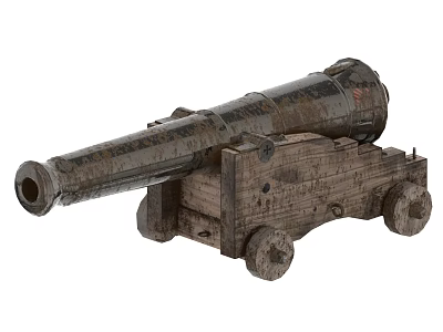 ancient cannon naval cannon ancient cannon retro cannon red cannon 3d model