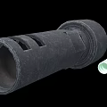 Military Weapon Tubular Component With Rough Surface Holes And White Accessory