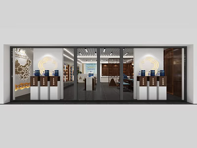 Modern Specialty Store Interior With Glass Front Display Counters And Product Displays 3d model