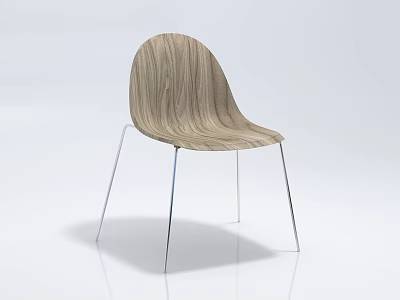 Modern Wood Grain Accent Chair With Sleek Metal Legs And Minimalist Design 3d model