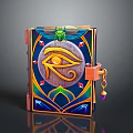 Ornate Decorative Book With Eye Symbol Colorful Patterns Gemstone Clasp And Pendant