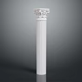 White Classical Decorative Column With Ornate Carved Capital And Tall Structure Design