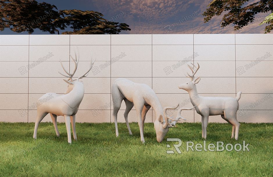 Modern city sculpture landscape sculpture sketch elk sculpture model