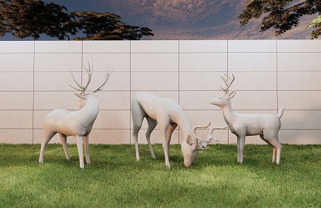 Modern city sculpture landscape sculpture sketch elk sculpture 3d model