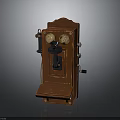 Vintage Retro Electronic Telephone Device With Wooden Body And Brass Components