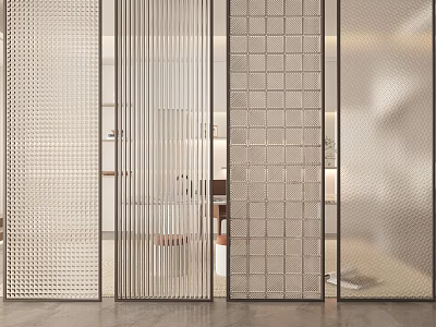 Modern Glass Partition With Textured Patterns For Elegant Home Interior Decorative Design 3d model