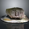 Ancient Stone Sculpture With Intricate Carved Geometric Motifs And Circular Base