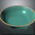 Turquoise Ceramic Bowl With Orange Rim Ideal For Everyday Household Use